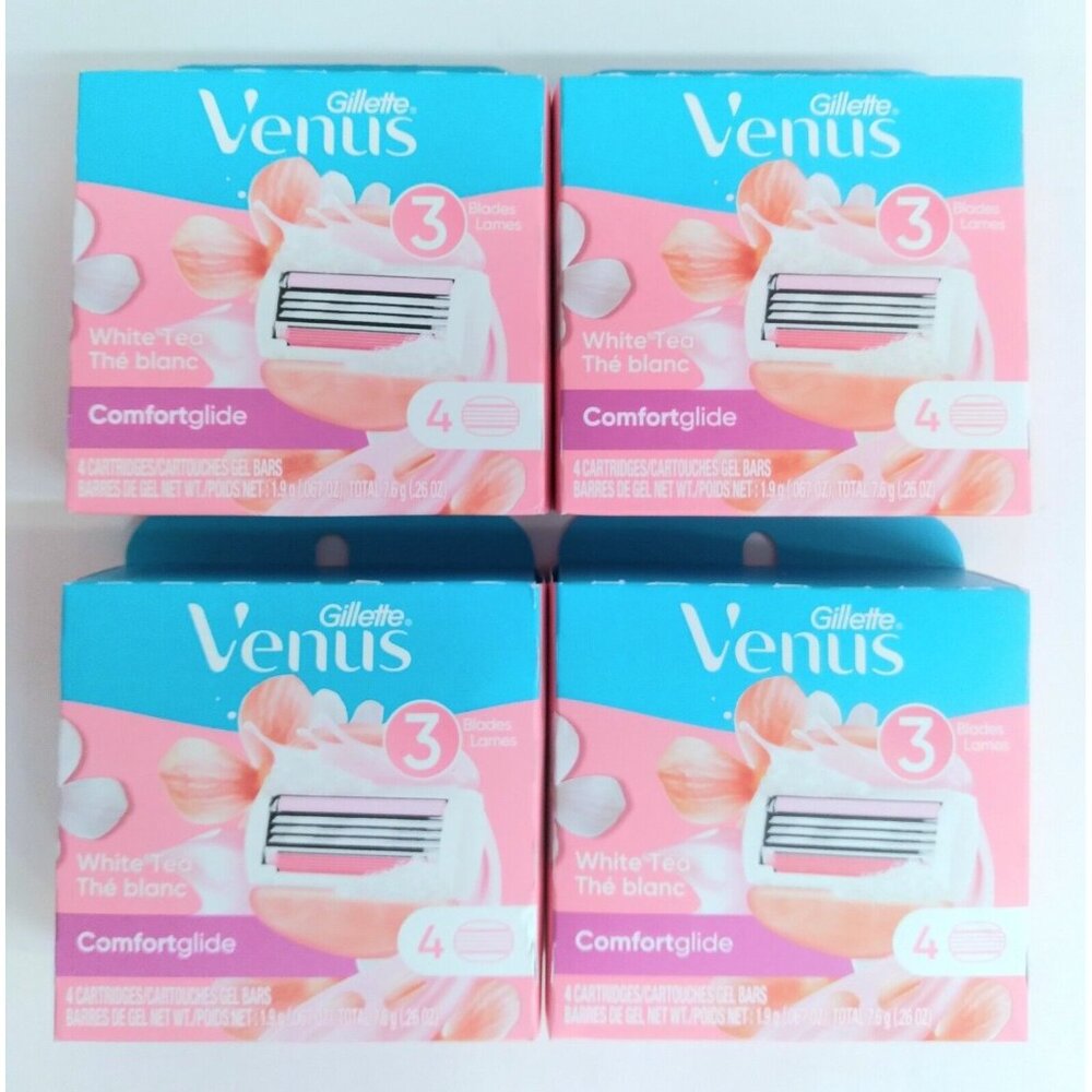Gillette Venus White Tea Comfortglide 4Pk Lot, 4 Cartridges Per Pack NIB